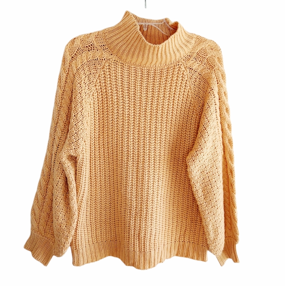 Pink Lily Luxe Oversized Peach Sweater Chunky S